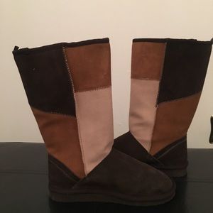 NINE WEST BROWN MULTI SUEDE BOOTS
